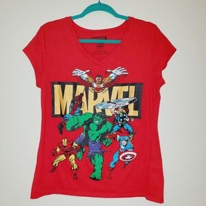 Marvel Junior's V-Neck Short Sleeve Super Hero Tee 183